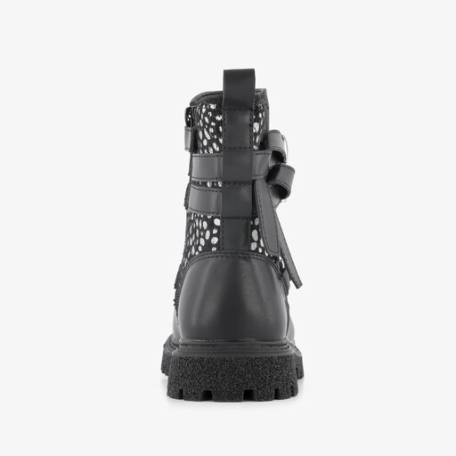 Meisjes biker boots met stippen zwart