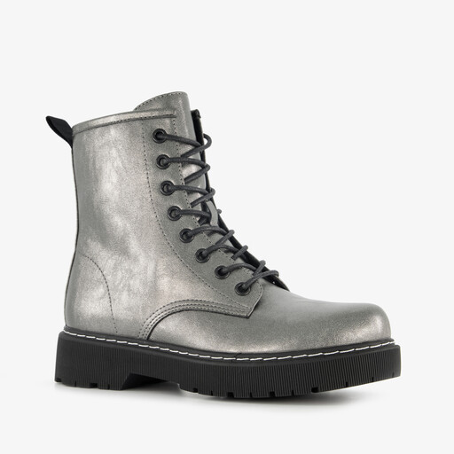 Dames veterboots grijs