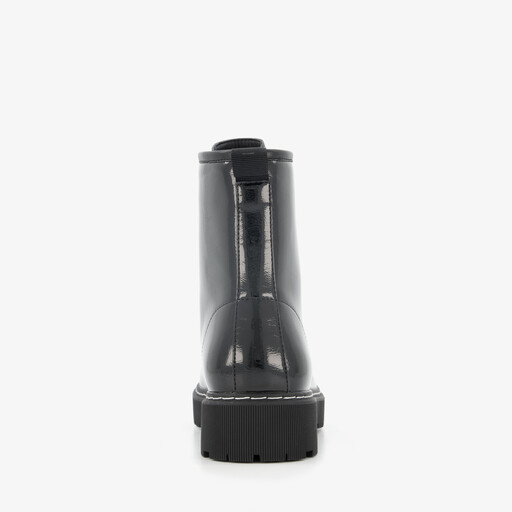 Lak dames veterboots zwart