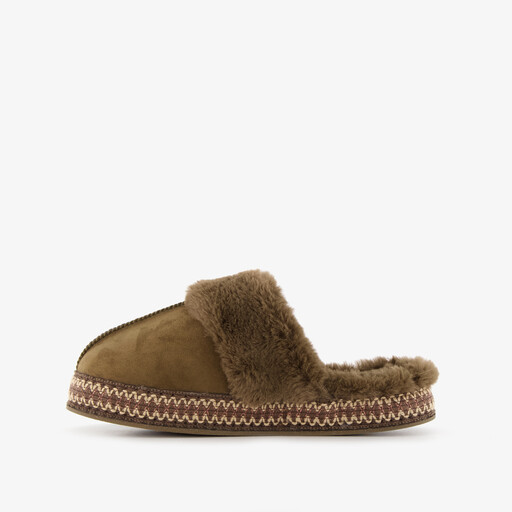 Gevoerde dames instap pantoffels groen