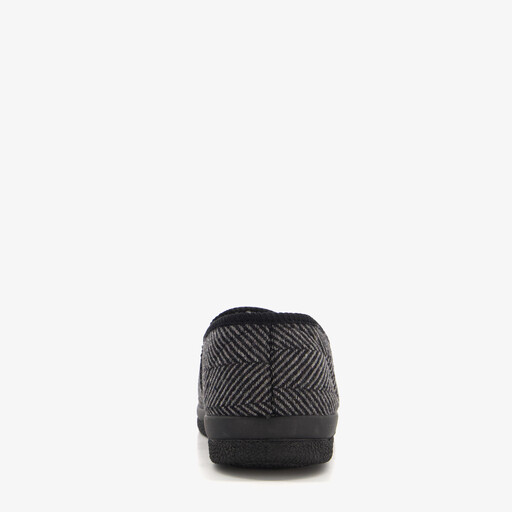 Heren pantoffels met teddy voering grijs zwart