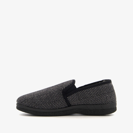 Heren pantoffels met teddy voering grijs zwart