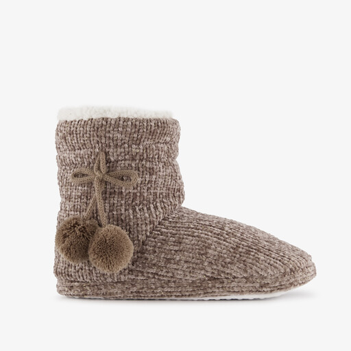 Gevoerde hoge dames sloffen taupe