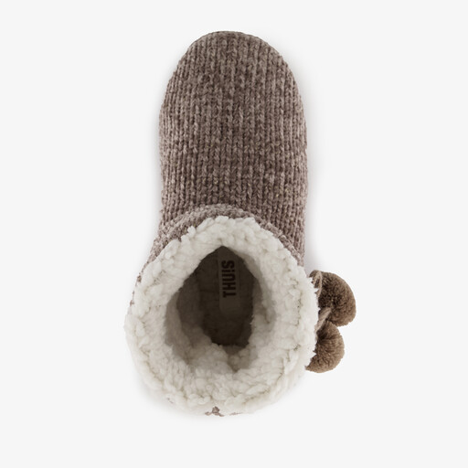 Gevoerde hoge dames sloffen taupe