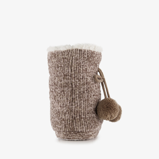 Gevoerde hoge dames sloffen taupe