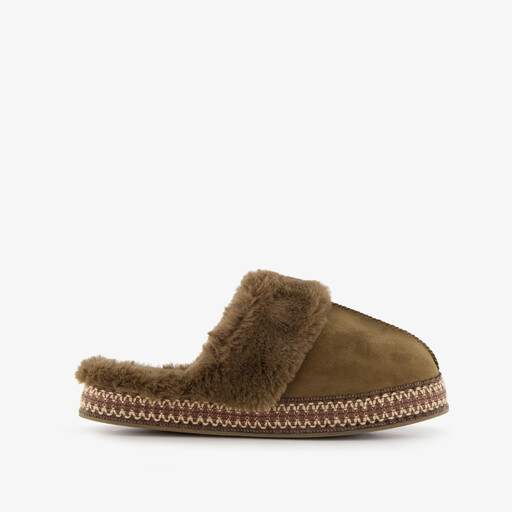 Gevoerde dames instap pantoffels groen