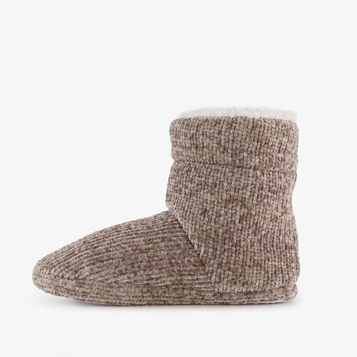 Gevoerde hoge dames sloffen taupe