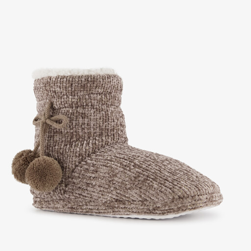 Gevoerde hoge dames sloffen taupe