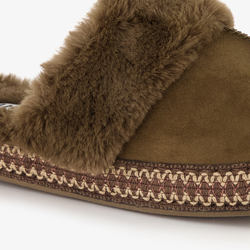 Gevoerde dames instap pantoffels groen