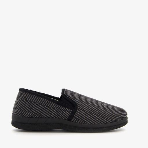Heren pantoffels met teddy voering grijs zwart