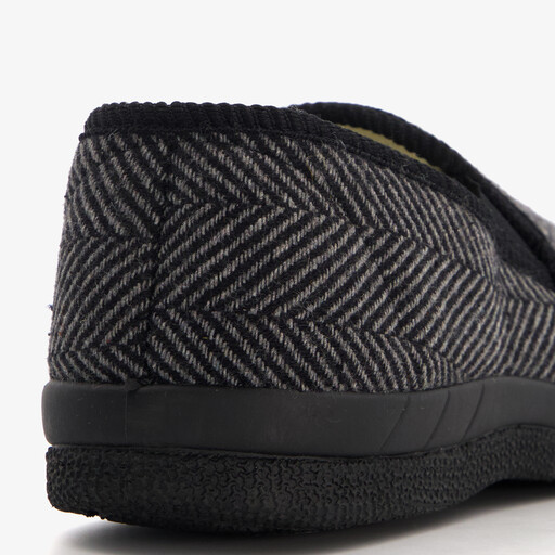 Heren pantoffels met teddy voering grijs zwart