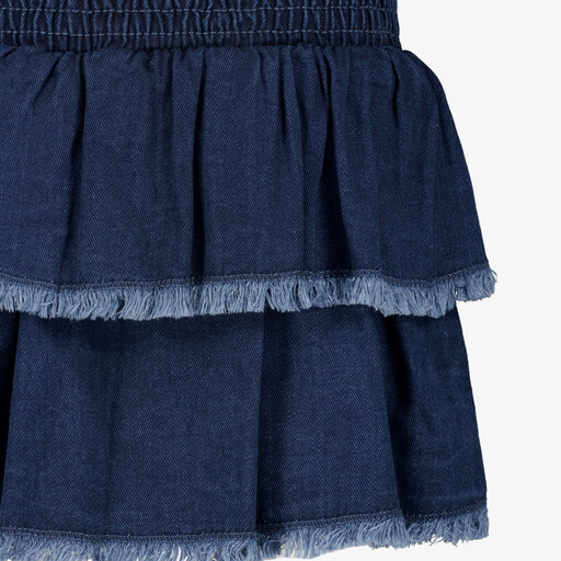 Meisjes denim rok met rafelranden