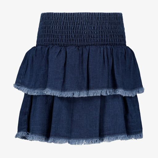 Meisjes denim rok met rafelranden