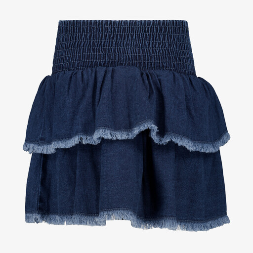 Meisjes denim rok met rafelranden