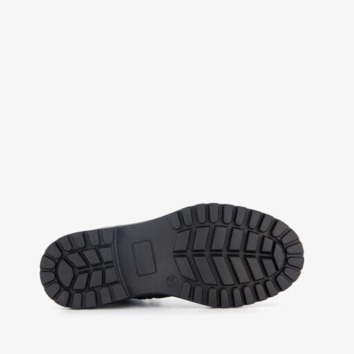 Meisjes veterboots met luipaardprint zwart