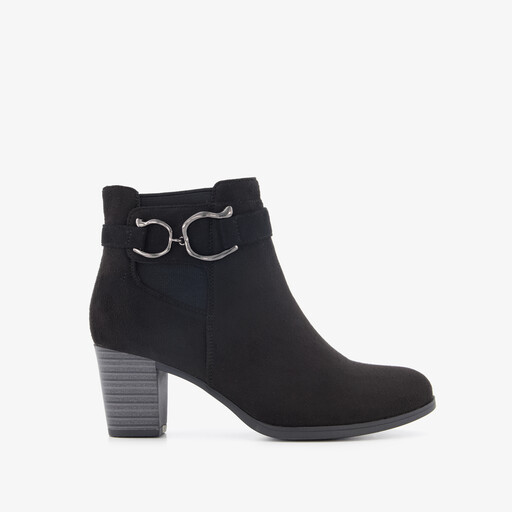 Dames enkellaarsjes met hak zwart