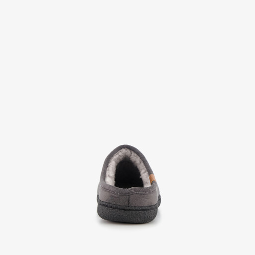 Heren instap pantoffels met teddy voering grijs