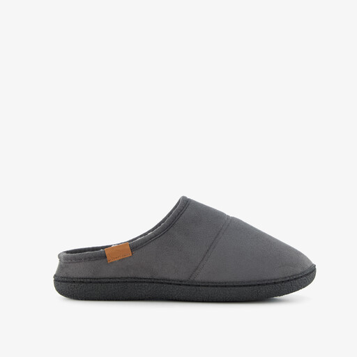 Heren instap pantoffels met teddy voering grijs
