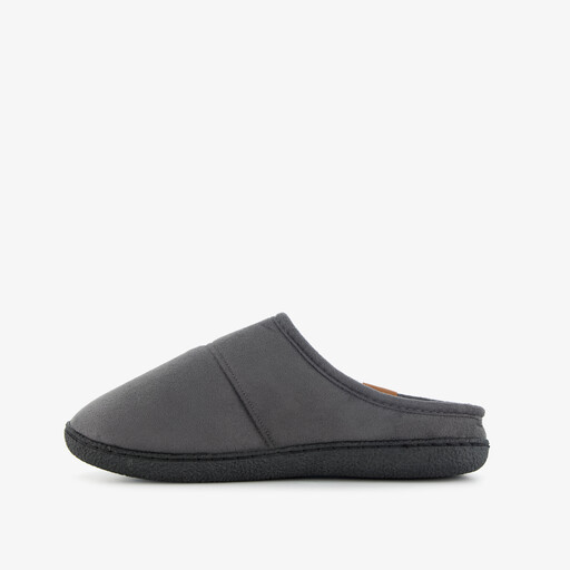 Heren instap pantoffels met teddy voering grijs