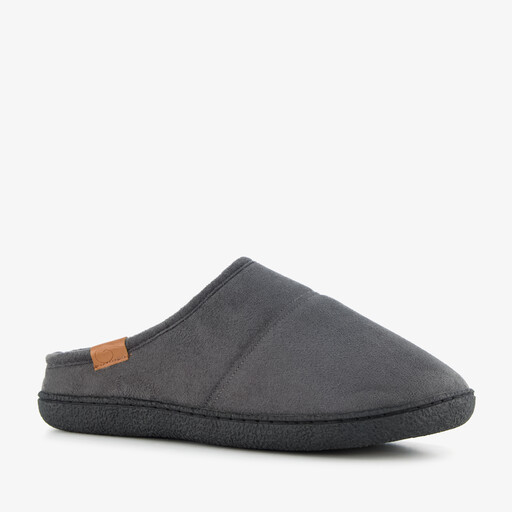 Heren instap pantoffels met teddy voering grijs