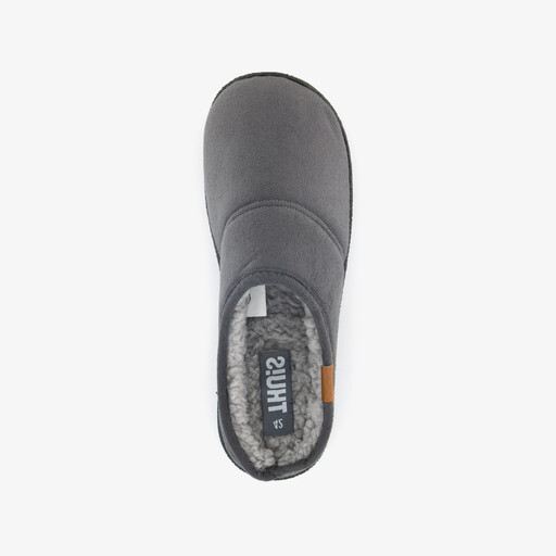 Heren instap pantoffels met teddy voering grijs