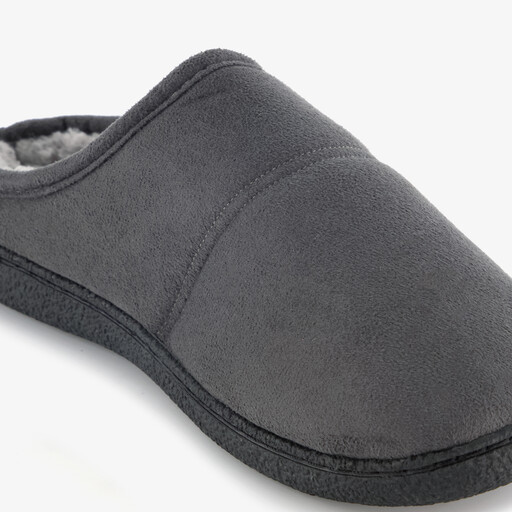 Heren instap pantoffels met teddy voering grijs