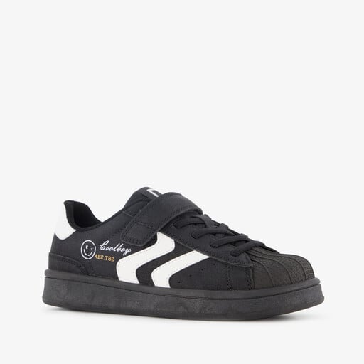 Jongens sneakers met smileys zwart wit