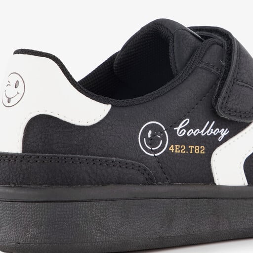 Jongens sneakers met smileys zwart wit