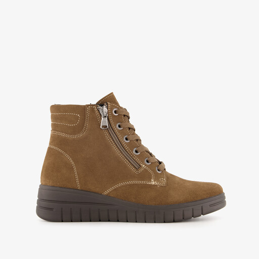 Suède dames veterboots bruin