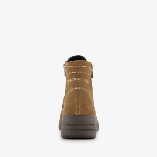 Suède dames veterboots bruin