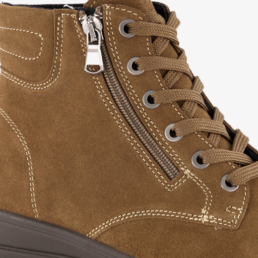 Suède dames veterboots bruin