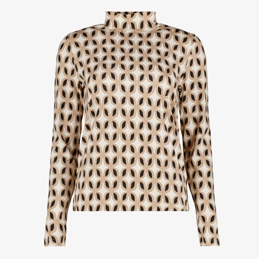 Dames top met lange mouwen en print beige