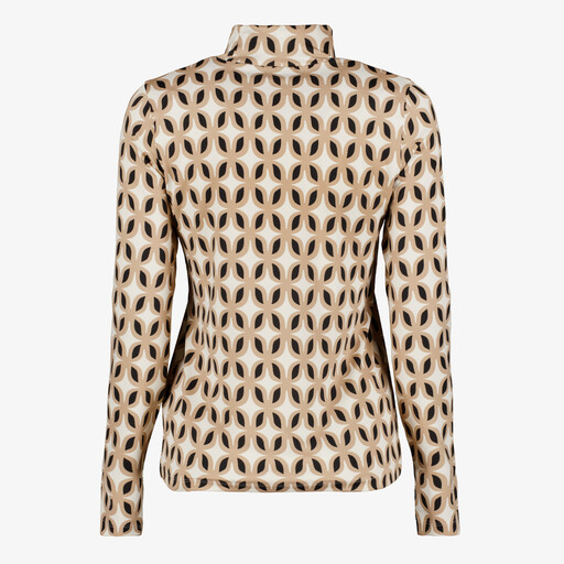 Dames top met lange mouwen en print beige