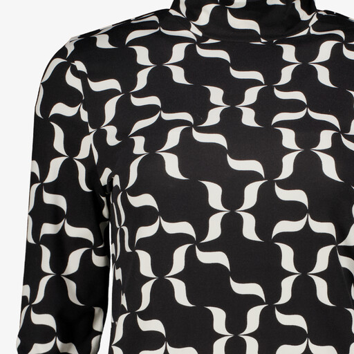 Dames top met lange mouwen en print zwart wit