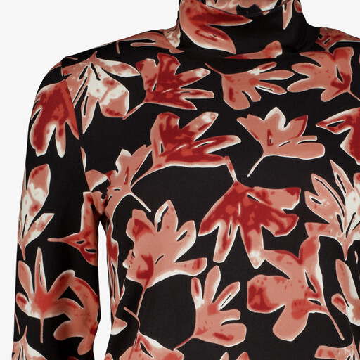 Dames top met lange mouwen en bladerenprint