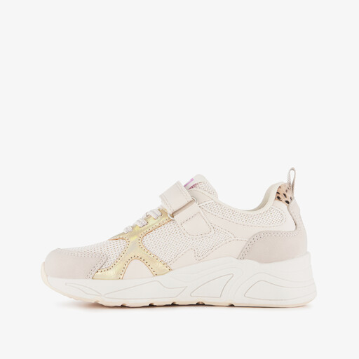 Meisjes sneakers met panterprint details beige