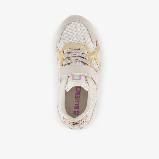 Meisjes sneakers met panterprint details beige