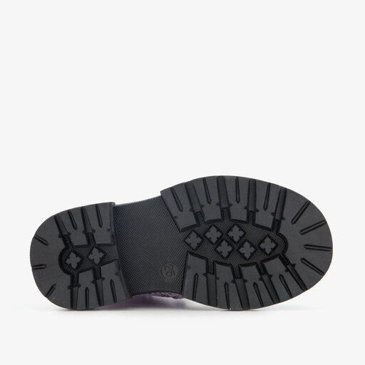 Leren meisjes veterboots roze met zwarte stipjes