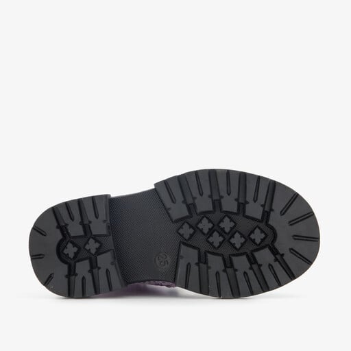 Leren meisjes veterboots roze met zwarte stipjes