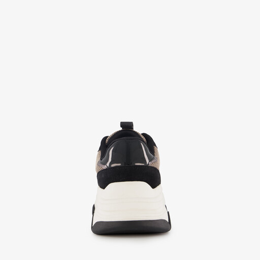 Dames dad sneakers zwart beige