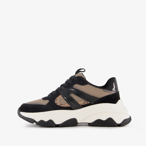 Dames dad sneakers zwart beige