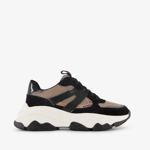 Dames dad sneakers zwart beige