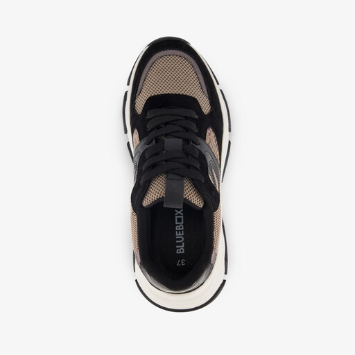 Dames dad sneakers zwart beige