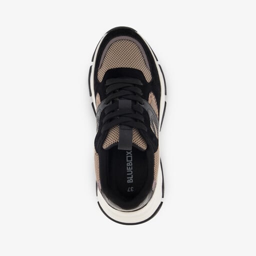 Dames dad sneakers zwart beige