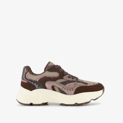 Dames dad sneakers bordeauxrood bruin
