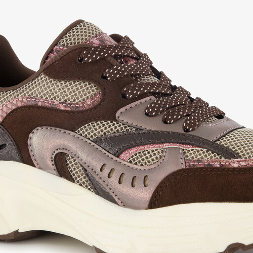 Dames dad sneakers bordeauxrood bruin