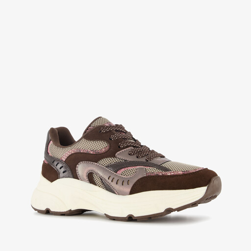 Dames dad sneakers bordeauxrood bruin