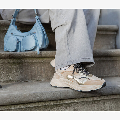 Dames dad sneakers beige