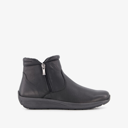 Leren dames enkellaarsjes zwart