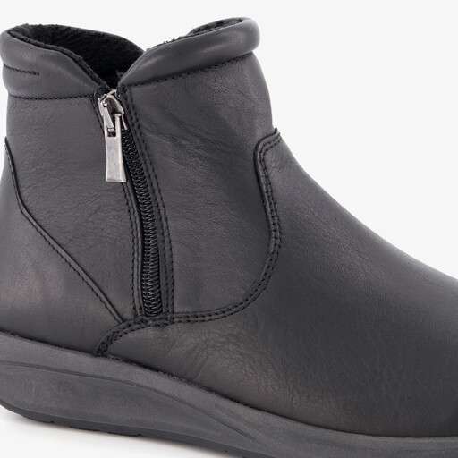 Leren dames enkellaarsjes zwart